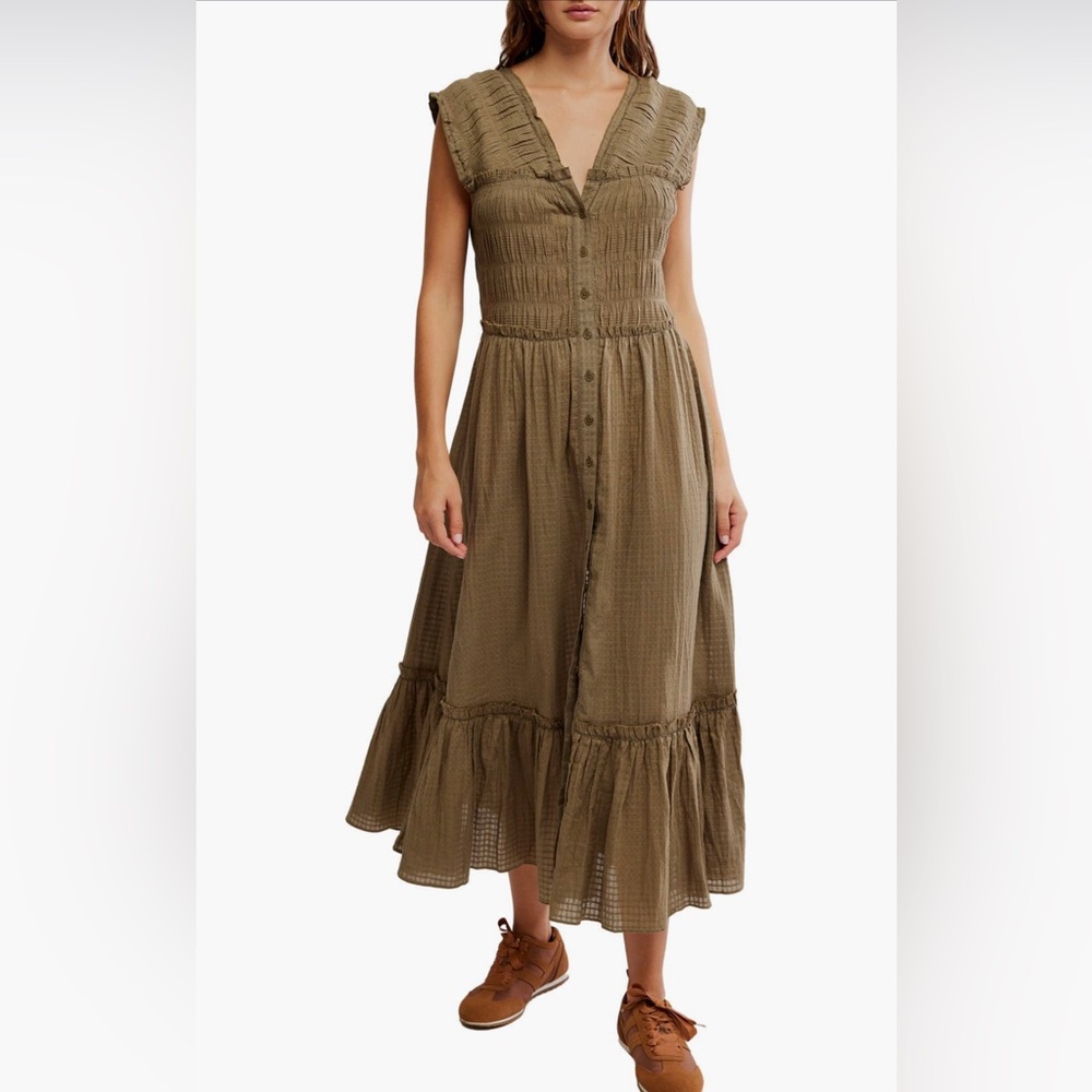 Free People Olive Green Midi Dress